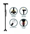 Camping Hiking Walking Stick 5-Level Height Adjustable Folding Walking Cane with LED Light And Alarm