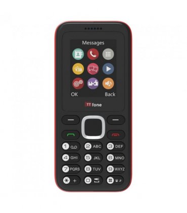 TTfone TT150 Unlocked Basic Mobile Phone UK Sim Free, Long Battery Life, Dual Sim with camera and games, easy to use, durable and light weight pay as you go - Red with Mains Charger