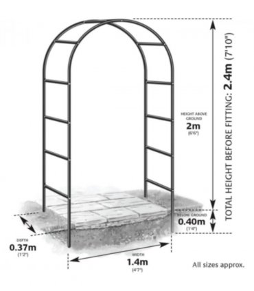 7.9FT Garden Arch Trellis Arched Balloon Climbing Plant Metal Tubular Archway