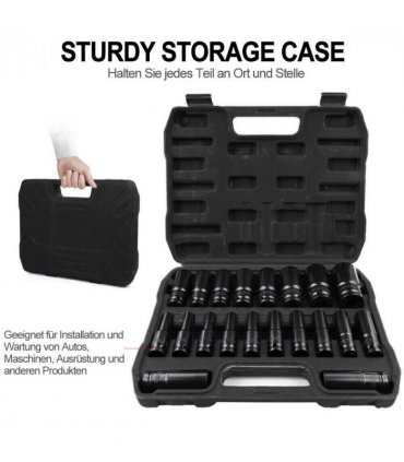 20PCS Deep Impact Socket Set 1/2 Inch Drive Metric 8 - 32mm Lifetime Warranty UK