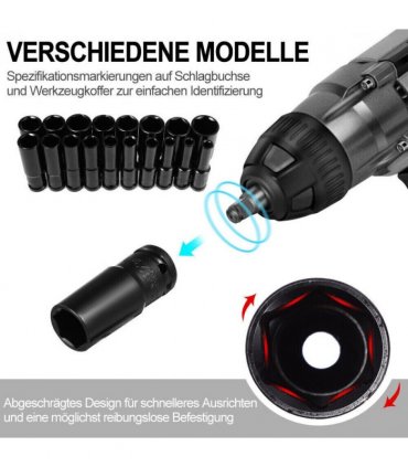 20PCS Deep Impact Socket Set 1/2 Inch Drive Metric 8 - 32mm Lifetime Warranty UK