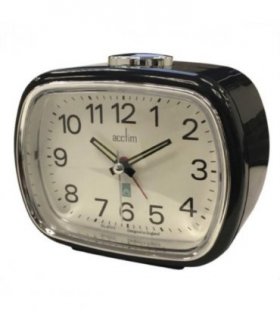 Acctim Camille Analogue Quartz Luminous Hands Chrome Bezel Alarm Clock Black