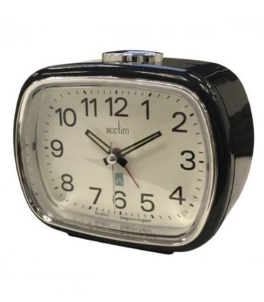 Acctim Camille Analogue Quartz Luminous Hands Chrome Bezel Alarm Clock Black