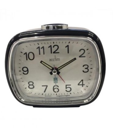 Acctim Camille Analogue Quartz Luminous Hands Chrome Bezel Alarm Clock Black