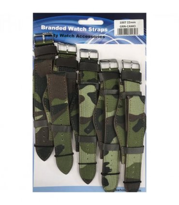 Leather Camo Green Military Watch Straps Pk5 22mm 1007GRN