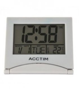 Acctim Mini Flip 2 Folding Travel LCD Alarm Clock Grey 15787