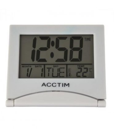 Acctim Mini Flip 2 Folding Travel LCD Alarm Clock Grey 15787