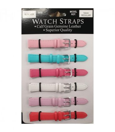SUNSR Sun Mixed Colour Calf Leather Watch Straps Regular card of 6 - Silver Buckle