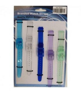231 Transulcent Colours PU Watch Straps 5pk Assorted 14mm