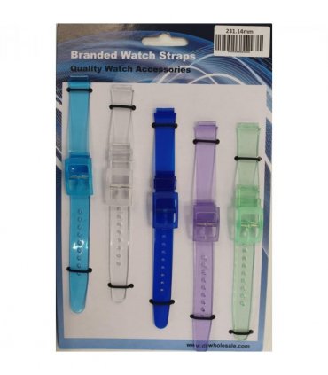 231 Transulcent Colours PU Watch Straps 5pk Assorted 14mm