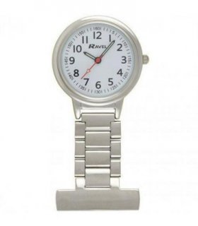 Ravel Easy-Read Nurse White Dial Silver Tone Fob Watch -  R1101.10
