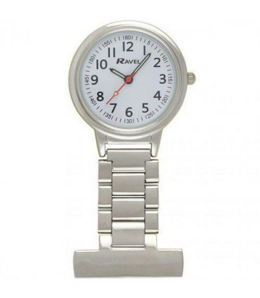 Ravel Easy-Read Nurse White Dial Silver Tone Fob Watch -  R1101.10