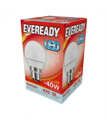 Eveready S13603 LED Golf Bulb 40w B22 (BC) 470lm 4.9W Daylight (Pack of 5)
