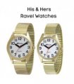 Ravel Mens Expander Bracelet Watch Gilt + Ravel Womens Expander Bracelet Gilt Watch Watch R0225.02.2+R0225.02.1