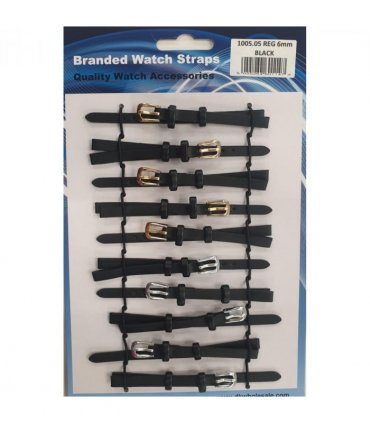 Leather Black Watch Straps Pk10 size 6 1005.05
