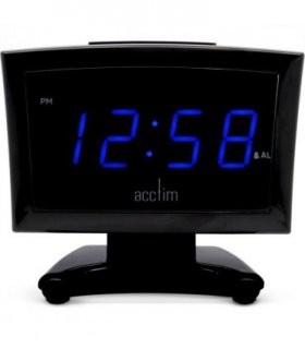 Acctim Jenson LED Digital in Black with USB-C Smart Connector Blue 0.9'' Display Alarm Clock