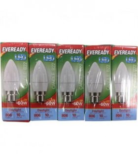 Eveready LED BC Candle Bulb 60w daylight pk of 5