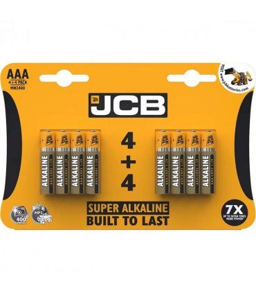 JCB AAA Super Alkaline Batteries 8 Per Card - Box of 12