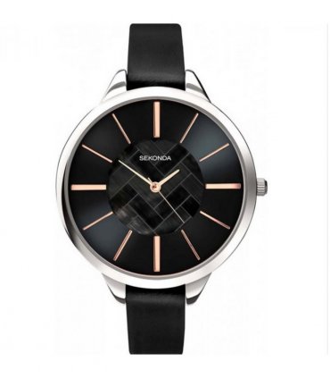 Sekonda Ladies Black Leather Strap Watch