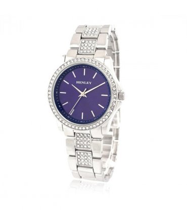 Henley Ladies Fashion Bling Blue Dial & Silver Bracelet Watch H07342