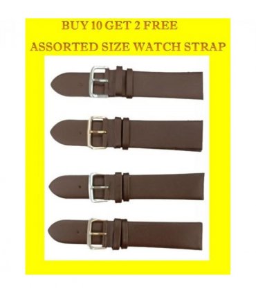 Genuine Dark Brown Leather WATCH STRAP BUY 10 GET 2 FREE ASSORTED SIZE 20mm-22MM