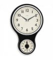 Acctim Kitchen Time 20cm Timer Quartz Retro Style Domed Glass Lens Black Wall Clock 21593