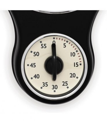 Acctim Kitchen Time 20cm Timer Quartz Retro Style Domed Glass Lens Black Wall Clock 21593