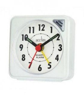 Acctim Ingot Quartz Travel Alarm Clock Light & Snooze White 25/738WBX8