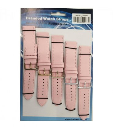 Leather Pink Watch Straps Pk5 size 24mm 1005.03