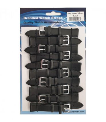 Leather Black Watch Straps Pk10 size 18mm 1005.05