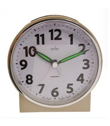 Acctim Micah Round Mid Sized Bedside Quartz Alarm Clock in Gold Plated - 16478