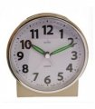 Acctim Micah Round Mid Sized Bedside Quartz Alarm Clock in Gold Plated - 16478