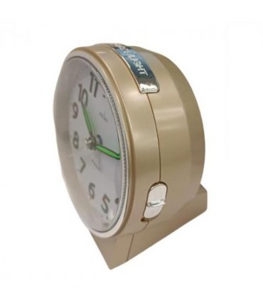 Acctim Micah Round Mid Sized Bedside Quartz Alarm Clock in Gold Plated - 16478