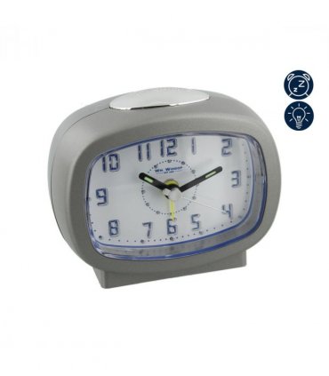 Wm Widdop Qtz Beep Alarm LED Dial/Snooze Silver