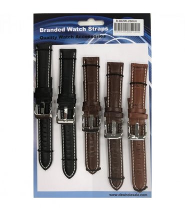 R-402W Quality Leather Padded watch straps with Stitching 22MM