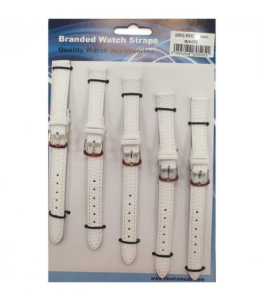White Leather Watch Straps Pk5 size 12mm 1015W