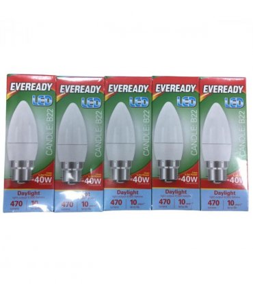 S13611 Eveready LED Candle 470LM Opal B22 Pack of 5
