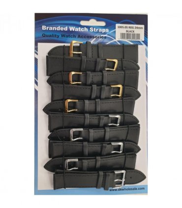 Leather Black Watch Straps Pk10 size 24mm 1005.05