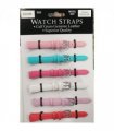 SUNSR Sun Mixed Colour Calf Leather Watch Straps Regular card of 6 - Silver Buckle