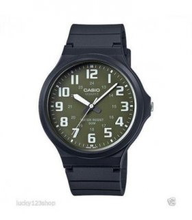 Casio Men's Analogue White Number Green Dial Watch MW-240-3BVDF