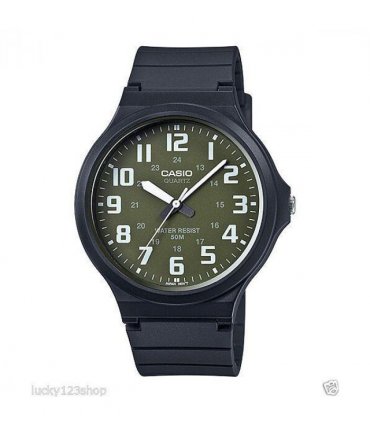 Casio Men's Analogue White Number Green Dial Watch MW-240-3BVDF