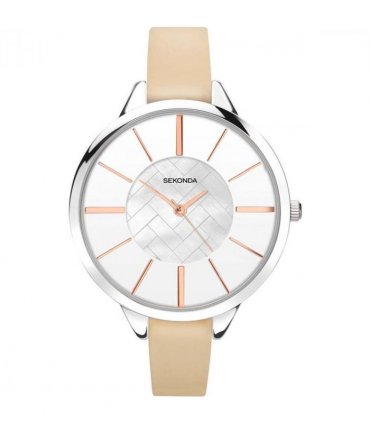 Sekonda Ladies Fashion Editions white Dial with Beige Leather Strap Watch