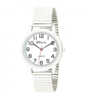 Ravel Mens Bold Number White Dial Expander Bracelet Watch R0232.11.1