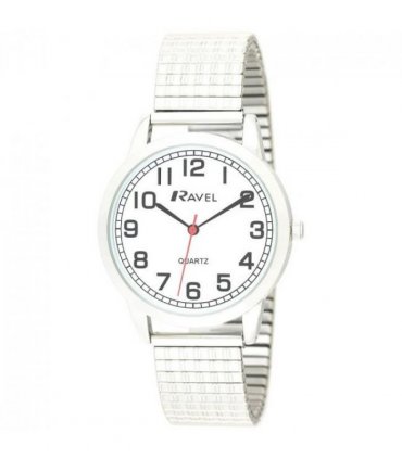 Ravel Mens Bold Number White Dial Expander Bracelet Watch R0232.11.1