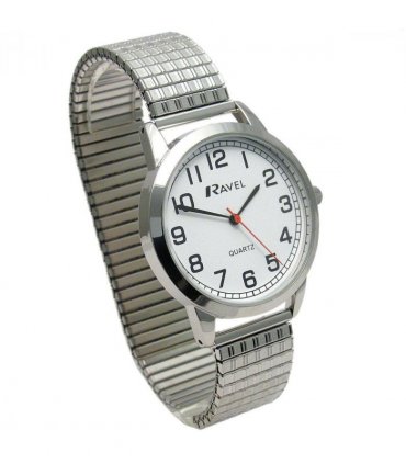 Ravel Mens Bold Number White Dial Expander Bracelet Watch R0232.11.1