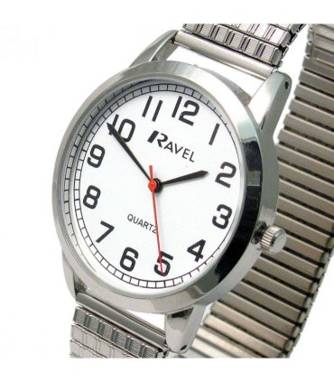 Ravel Mens Bold Number White Dial Expander Bracelet Watch R0232.11.1