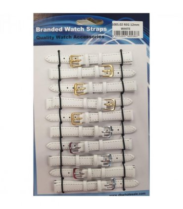 Leather White Watch Straps Pk10 size 12mm 1005.02
