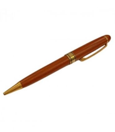 Imperial Desk Clock with Wood Matt Brown Gold Trim Ball Pen IMP69 Clock Gift Set - CLEARANCE NEEDS RE-BATTERY & Refill
