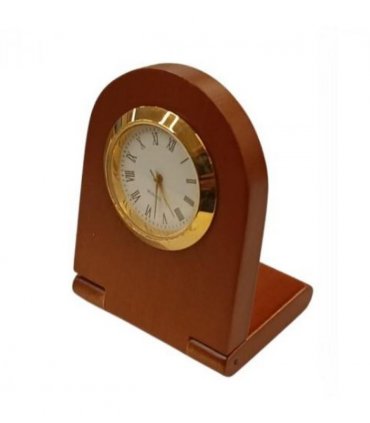 Imperial Desk Clock with Wood Matt Brown Gold Trim Ball Pen IMP69 Clock Gift Set - CLEARANCE NEEDS RE-BATTERY & Refill