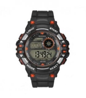 Sekonda Mens Sports Chronograph 50m Water Resistance Digital Black Rubber Strap Watch